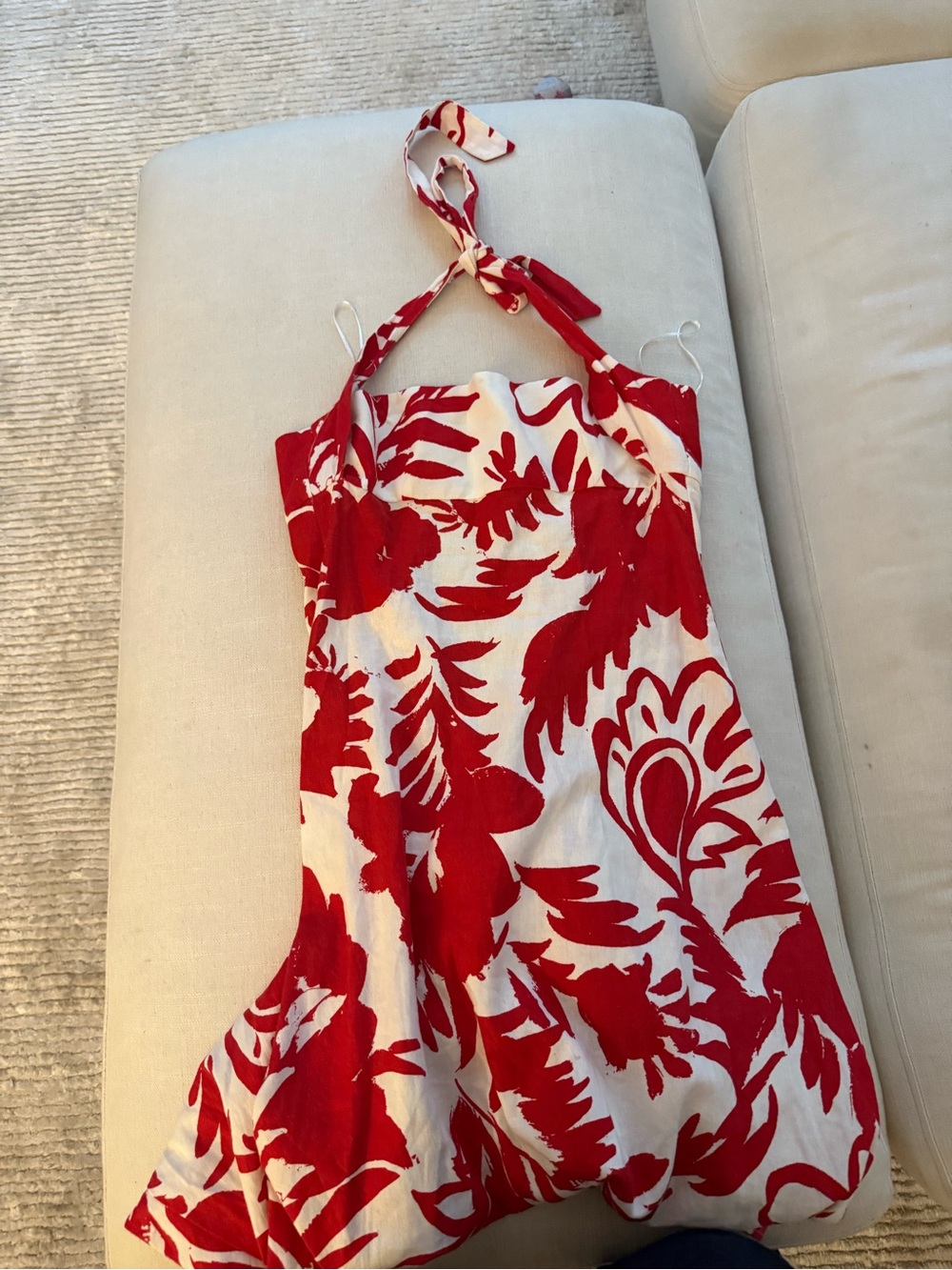 Zara red and White Halter Sun Dress